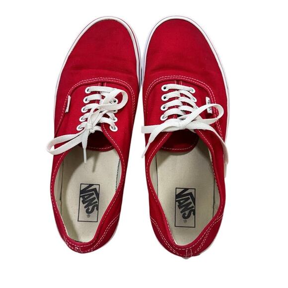 Vans Red Canvas Lace Up Sneakers Men’s 11.5 / Women’s 13 Classic Skate Shoes - Picture 2 of 8
